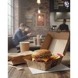 thumbnail of Hamburger-Box Wellpappe, 200 Stück, to go, take away, Newspaper- Designe, recyclebar