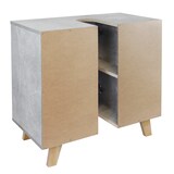 thumbnail of Waschbeckenunterschrank `Martha` marmor optik, grau eintürig, mit Seitenfächern 60x30x60cm