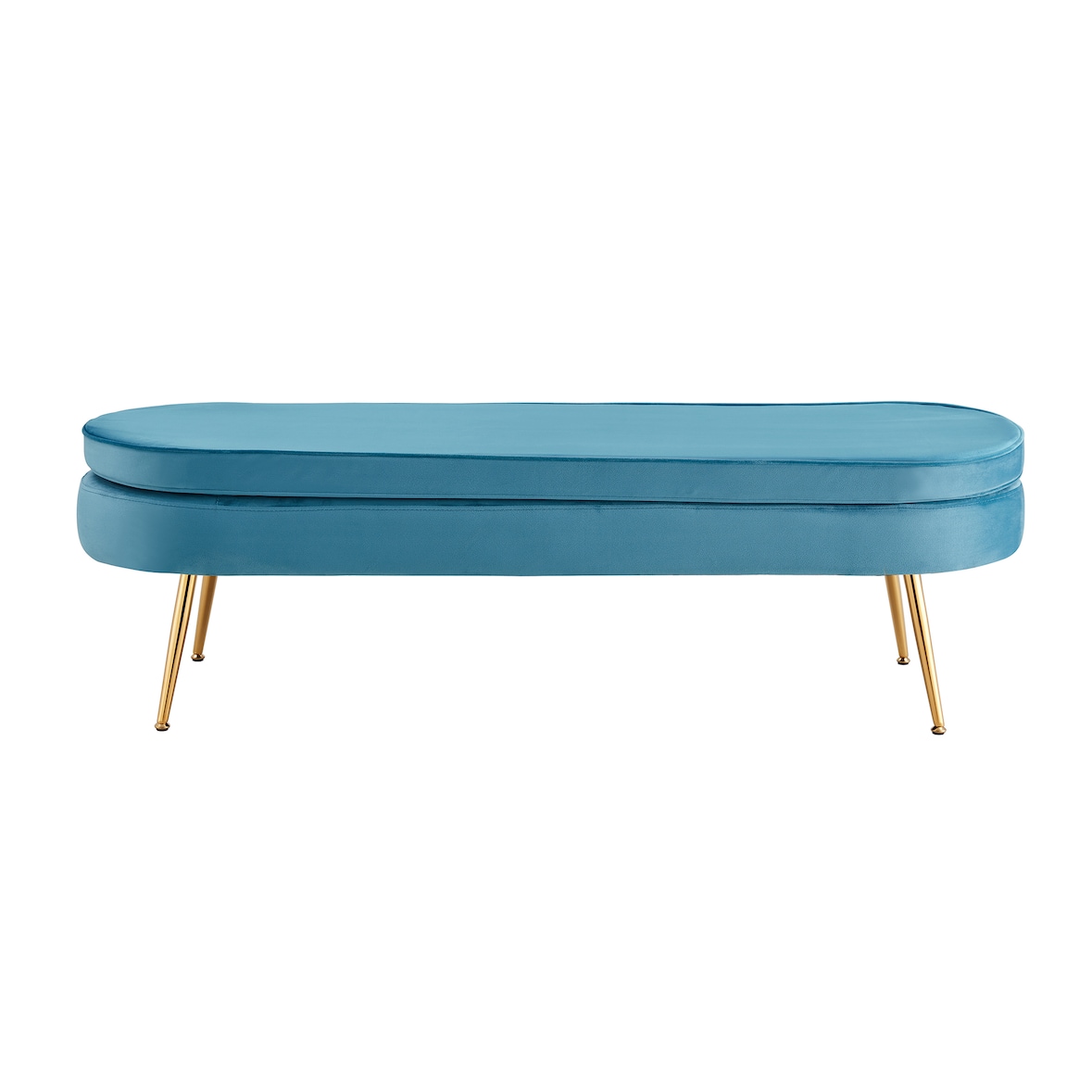 SalesFever Sitzpouf | oval | Samt | B 142 x T 45 x H 41 cm | Blau