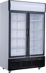 thumbnail of Kühlschrank TAMANDUA auf Rollen | 2x abschließbare Glastür + LED & Display | 800 Liter, HxBxT 203,6x100x73cm | +2/+10°C | + CHEFGASTRO Geschirrtuch
