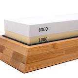 thumbnail of KLAMER Messer Schleifstein Set 1000/6000 Körnung Doppelseitiger Messerschärfer Abziehstein Wetzstein mit rutschfestem Bambusboden