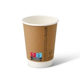 thumbnail of Coffee to go Becher aus Pappe (beschichtet) doppelwandig, 300 ml / 12 oz, Ø 90 mm, braun, innen weiß, 50 Stück