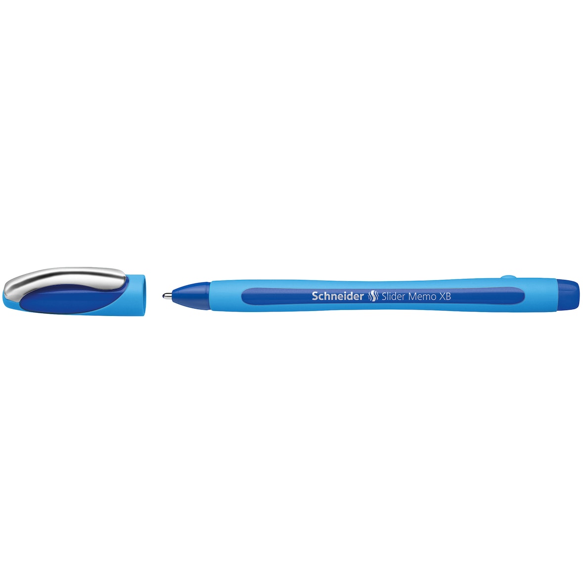 SCHNEIDER Stylo bille SLIDER MEMO à capuchon,pointe large,corps caoutchouc,encre indélébile Bleue