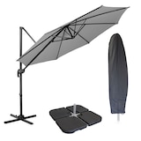 thumbnail of SVITA Verkeerslicht parasol 3m met beschermhoes Parasolstandaard opvulbaar 4-delig Kantelparasol Zwenkparasol Lichtgrijs