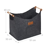 thumbnail of Relaxdays Kaminholzkorb Filz, 50L, Feuerholzkorb mit Tragegriffen, HBT: 40x51x32 cm, Filzkorb für Brennholz, innen, grau