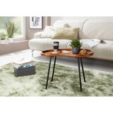thumbnail of Couchtisch WL5.669 71x51x40 cm Sheesham massiv Sofatisch Nierenform  mit Metallbeinen, Wohnzimmertisch Massivholz, Kleiner Nierentisch Echtholz,
