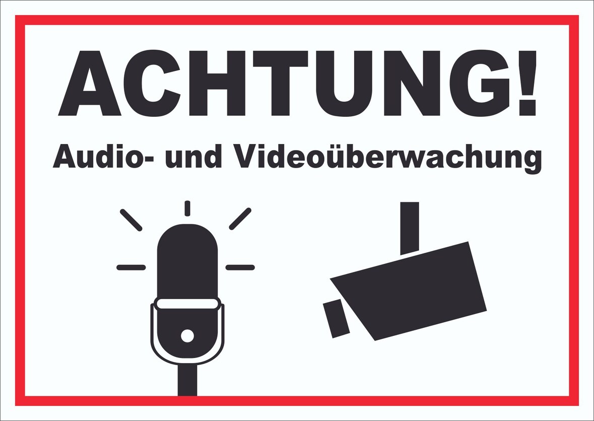 Achtung Audio- und Videoüberwachung Schild A1 (594x841mm)