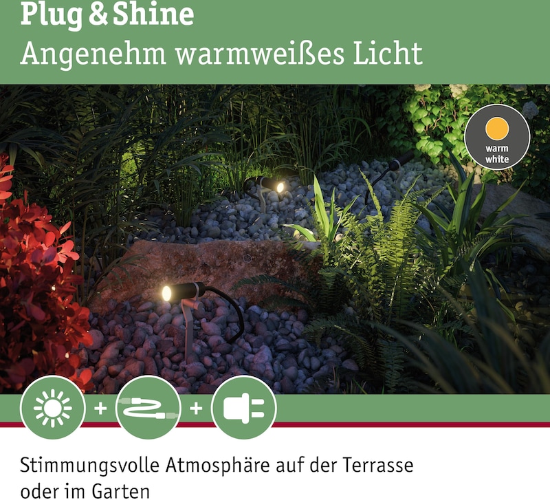 Gartenbeleuchtung für stimmungsvolle Atmosphäre.