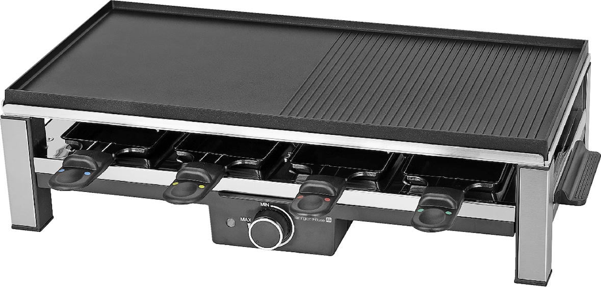 Tarrington House Raclette Grill RG2081RE, aluminio/acero inoxidable/plástico, 26 x 57 x 14 cm, 2000 W, para 8 personas