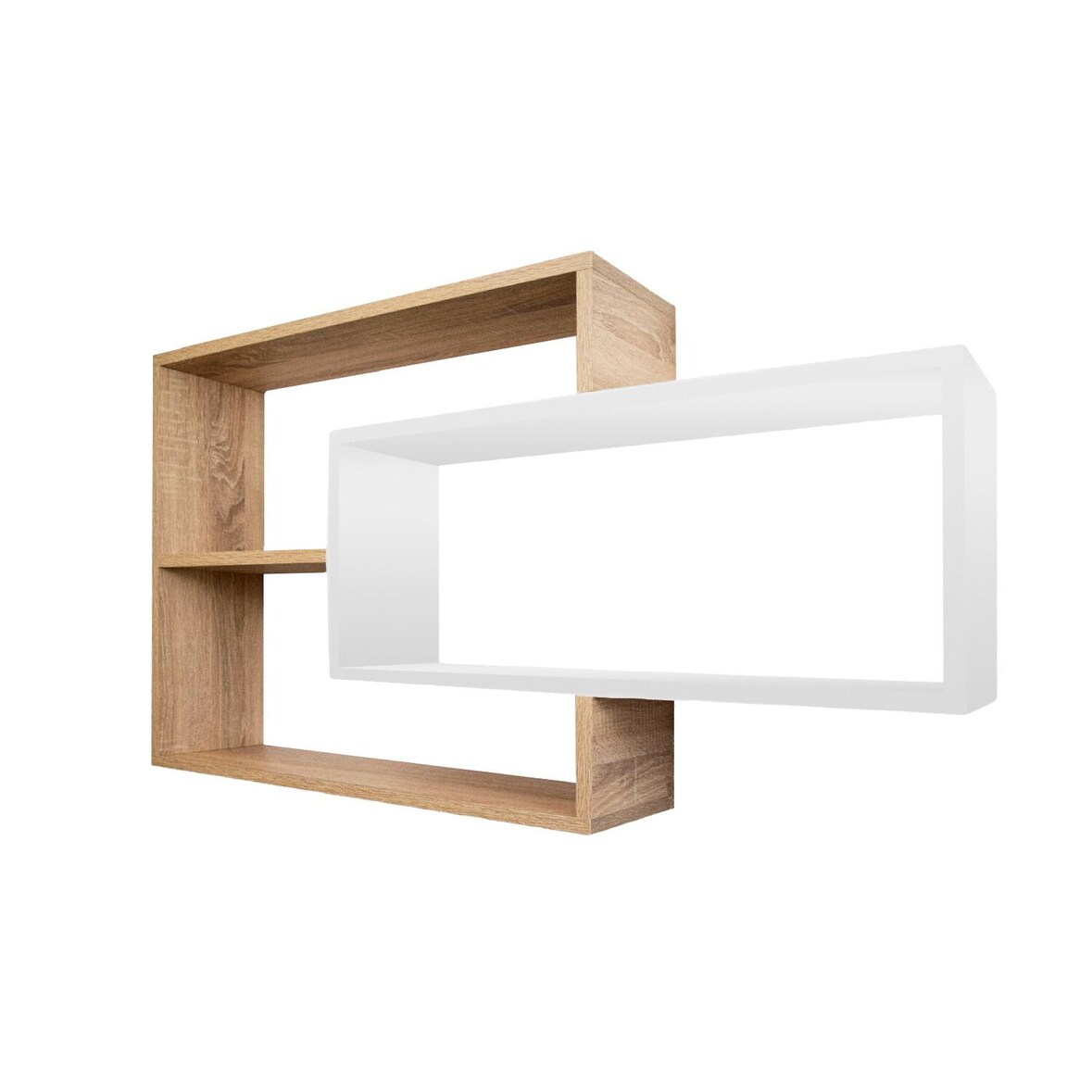 Wandregal Natur/Weiß Bücherregal Holz Hängeregal Schweberegal