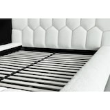 thumbnail of Cama KAWOLA ATTICO Cama tapizada Tejido blanco crema 200 x 200 cm con somier de láminas
