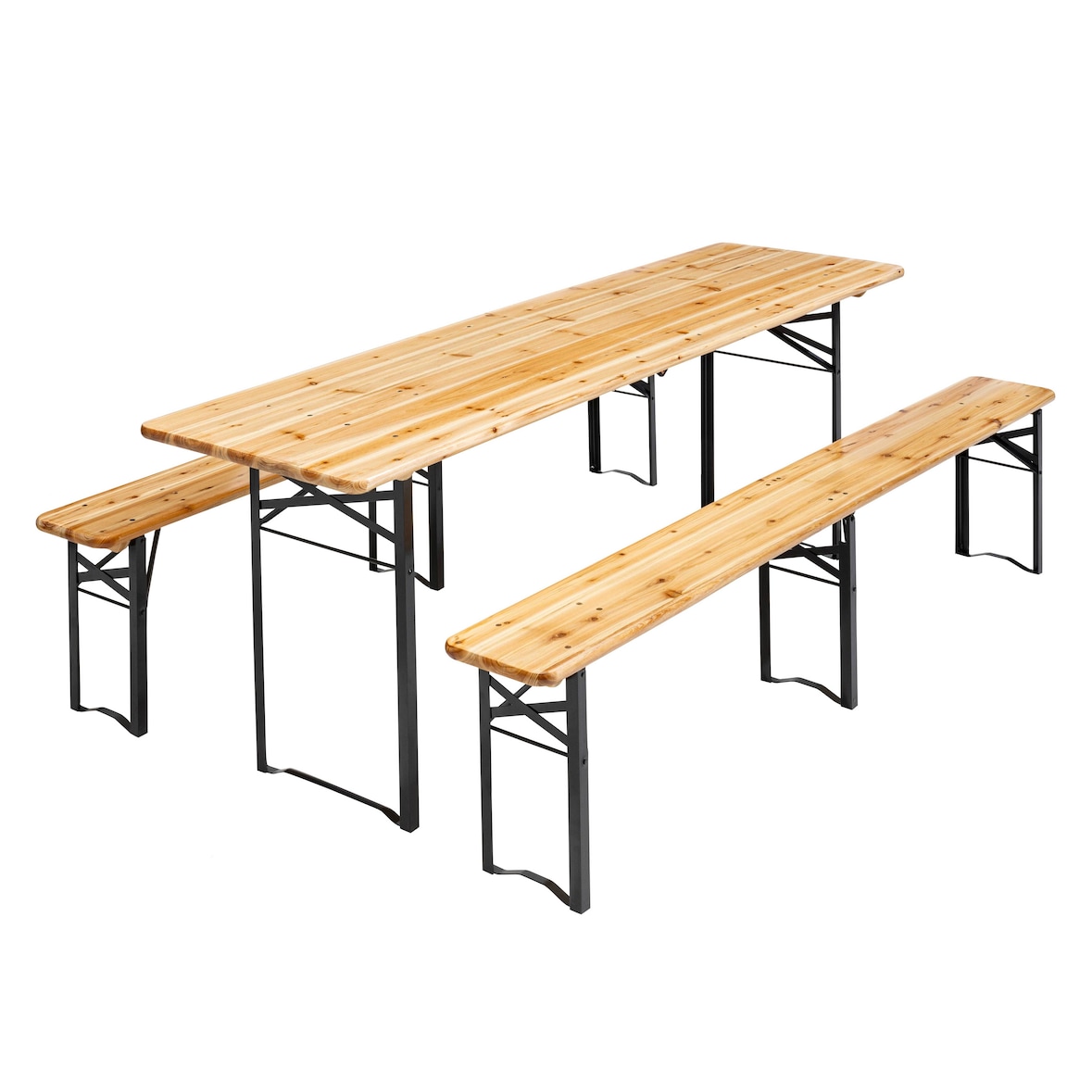 Set brouwer tafel en inklapbare houten banken 218 cm