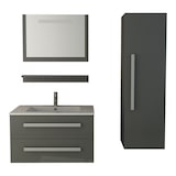 thumbnail of Bad-Set Waschtisch Waschbecken Unterschrank Spiegel LED grau Hochschrank Badschrank Badmöbel Badezimmer Badinventar Bad St. Moritz Jet-Line
