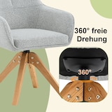 thumbnail of Drehbarer Polster-Esszimmerstuhl mit Armlehnen, Stoff Grau, Massivholz Eiche, 44,5x44x82 cm, 360° drehbar, 2er-Set