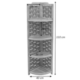 thumbnail of Eckregal HWC-K85, Regal Standregal, klappbar 4 Ablagen, Paulownia Holz 110cm ~ weiß, Geflecht braun