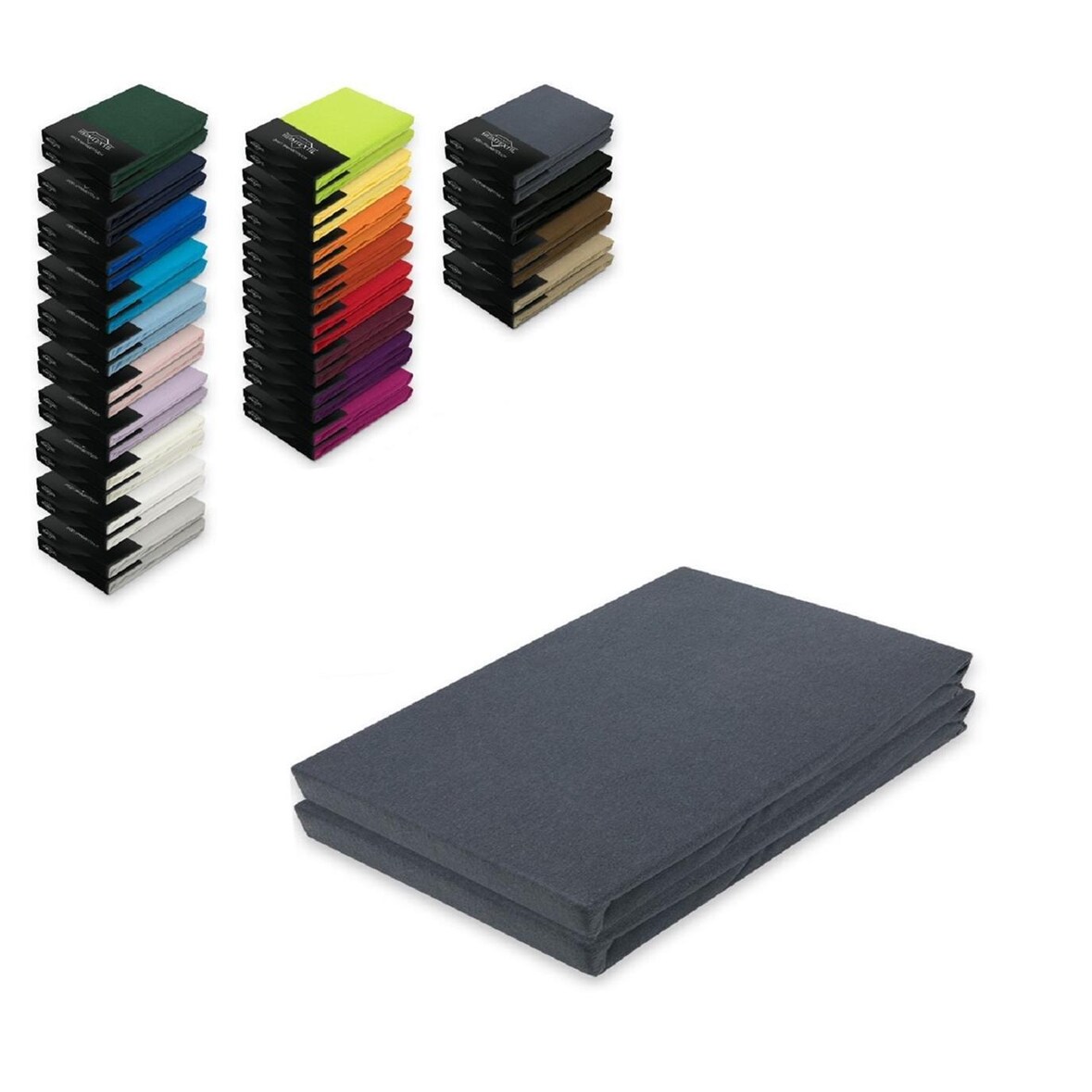Topper Jersey Spannbettlaken Doppelpack 140x200 - 160x200 cm Anthrazit