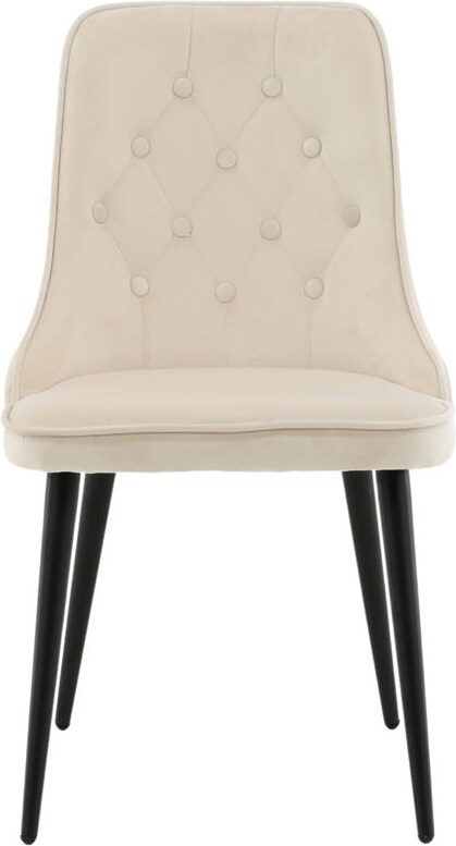 VelvetDeluxe Esszimmerstuhl Velour beige, schwarz.
