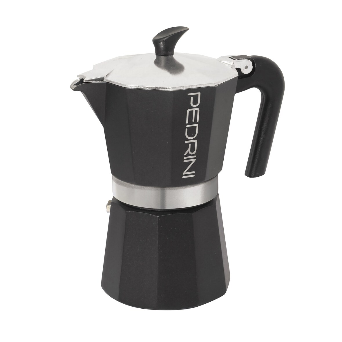 Pedrini Caffettiera Aroma, Alluminio, 6 tazze, Nero