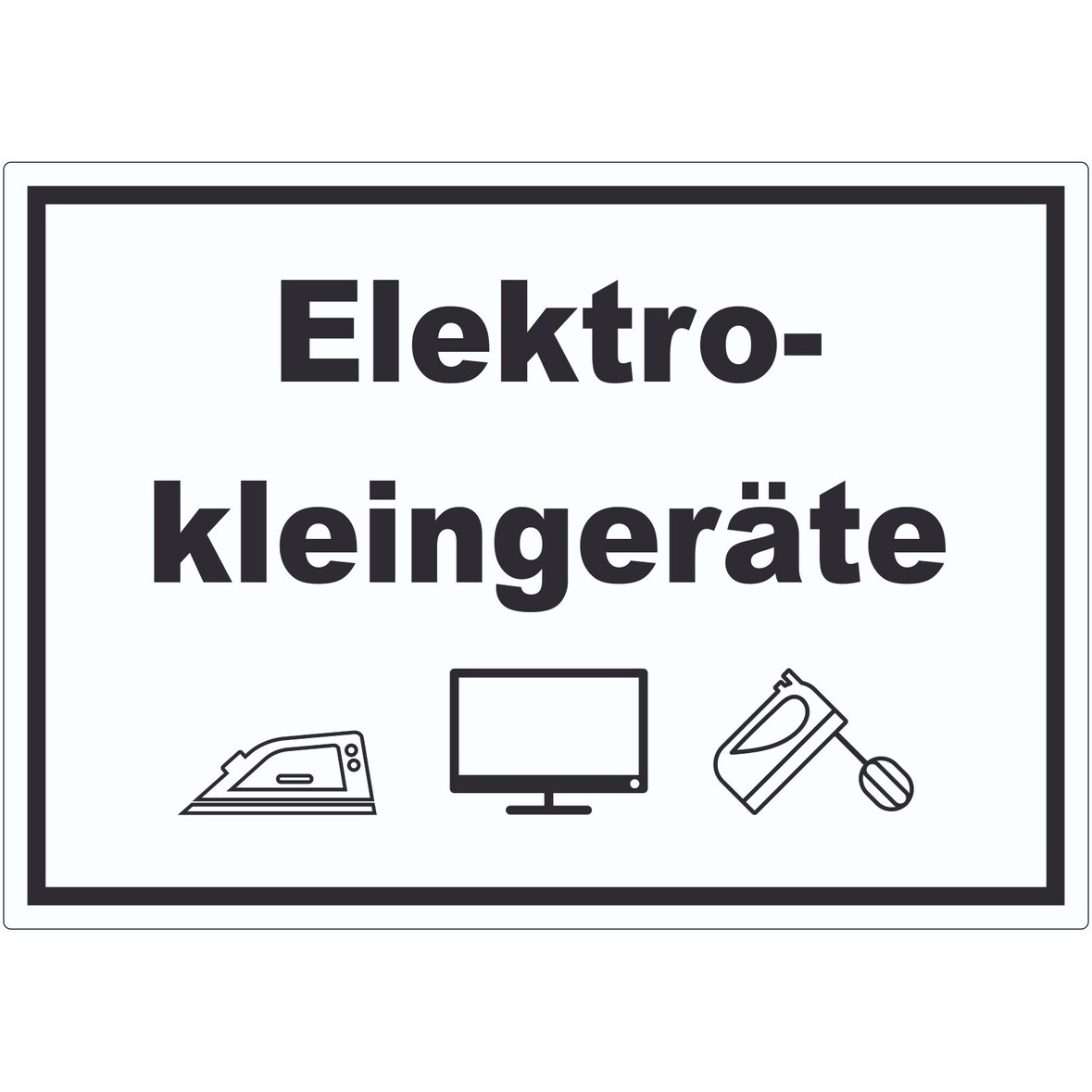 Elektrokleingeräte Mülltrennung Aufkleber Text Symbol Haushaltsgerät A9 (37x52mm)