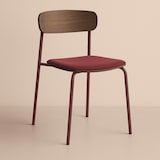 thumbnail of Lot de 2 chaises empilables en bois bordeaux