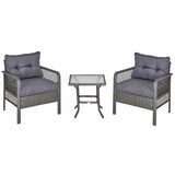 thumbnail of Outsunny Conjunto de Muebles de Ratán 3 Piezas de Jardín 2 Sillones 65x66x75cm Mesa de Vidrio Templado 50x50x50 cm con Cojines Acolchados para Terraza