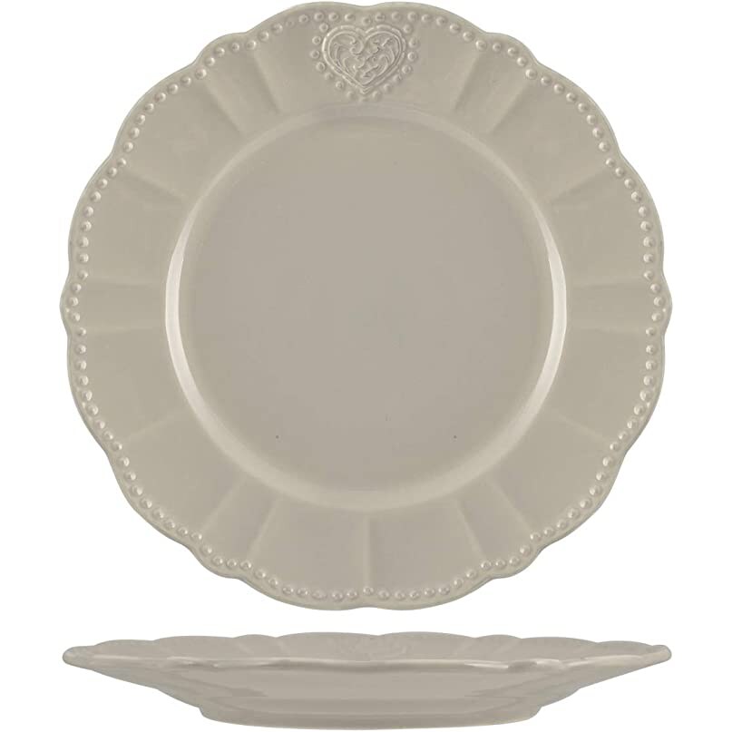 H&H Set 6 Piatti Piani Celine Piano Stoneware, Grigio, Cm 26