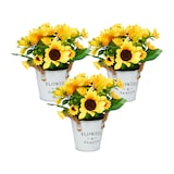 thumbnail of Relaxdays künstliche Sonnenblumen im Topf, 3er Set Kunstblumen wie echt, Kunstpflanzen, unechte Dekopflanzen, gelb/weiß