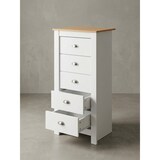 thumbnail of Sideboard mit 5 Schubladen 53x114x39 cm Kommode Weiß / Eiche Modern, Design Anrichte Hoch Schmal, Schubladenkommode