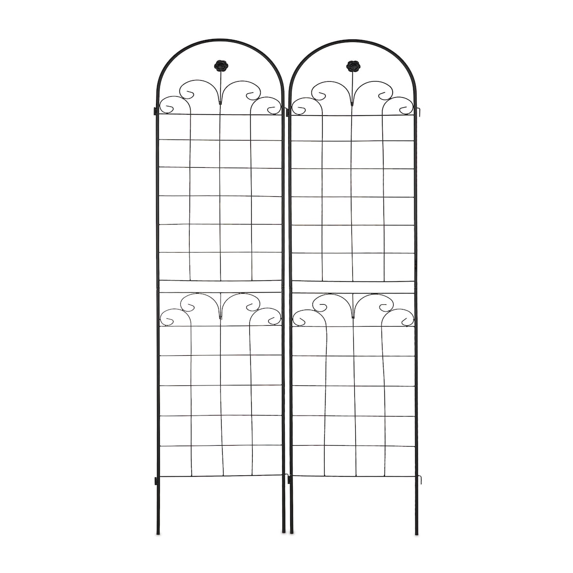 Relaxdays Rankgitter, 2er Set, HxB 180 x 50 cm, Metall, Rankhilfe für Kletterpflanzen, freistehend, zum Stecken, schwarz