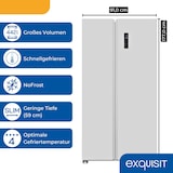 thumbnail of Exquisit Side-by-Side Kühl-Gefrierkombination, 442 Liter, No-Frost, LED-Display, 10 Ablagen, leiser Betrieb, 91 cm Breite, SBS46-040E weiss