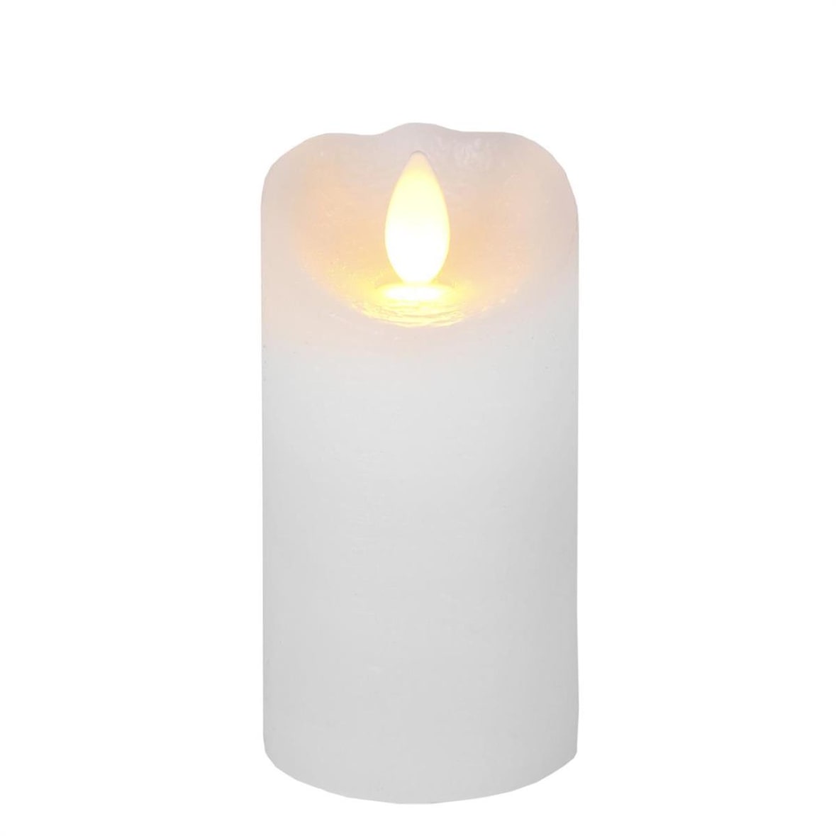 LED Kerze GLOW Echtwachs gelb flackernd Timer H: 10cm D: 5,5cm weiß