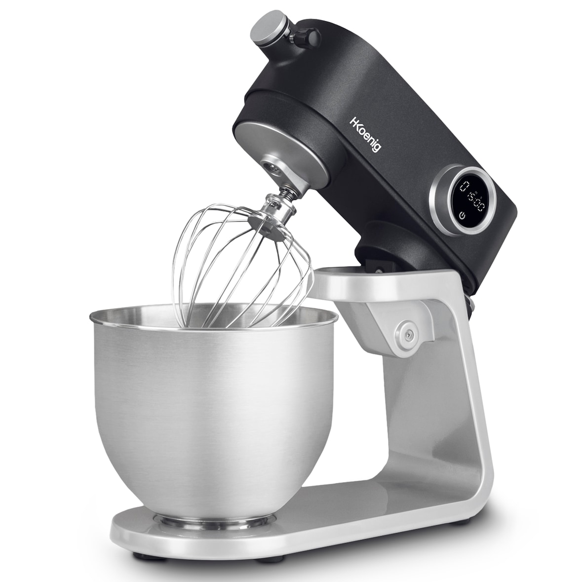 H.Koenig Robot de cocina multifunción 5L KM120 en acero INOX Gris, 8 velocidades, Tapa anti-salpicamiento, 800 W