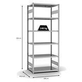 thumbnail of PROREGAL Fachbodenregal Stecksystem | Grundregal | HxBxT 250x100x60cm | 6 Ebenen | Fachlast 140 kg | Beidseitig nutzbar | Verzinkt