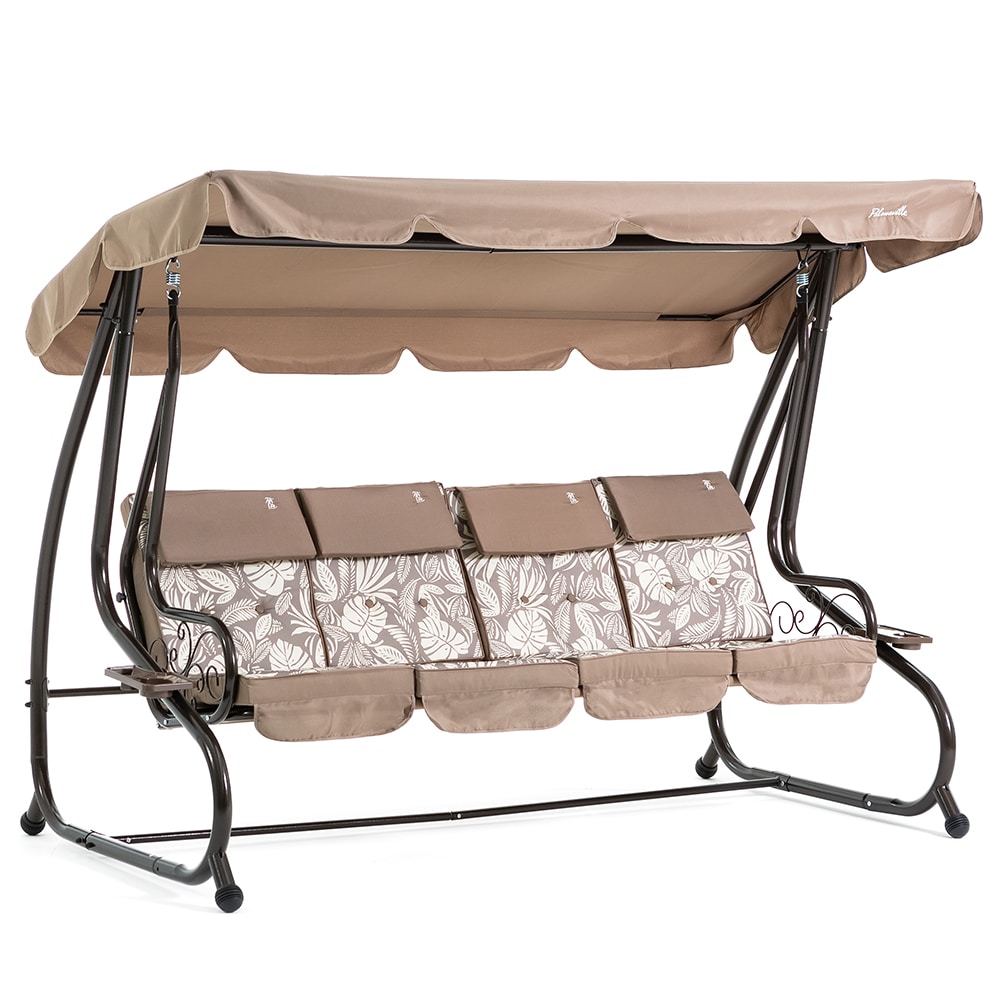Balancelle 4 places MIZAR XL inclinable et transformable en lit, structure en métal, toit réglable en polyester imperméable (Bronze Tropicana)