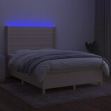 thumbnail of vidaXL Boxspringbett mit Matratze & LED Creme 140x190 cm Stoff