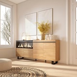 thumbnail of Aparador sala de jantar, Sala, Cozinha, Entrada, TV, 208x35x87cm, 4 Portas, Lareira eléctrica XXL, Design industrial, Carvalho _ 418_4