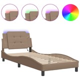 thumbnail of vidaXL Bettgestell mit LED Cappuccino-Braun 100x200 cm Kunstleder