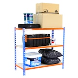 thumbnail of Scaffalatura metallica senza viti Maderclick a 3 ripiani. Colore blu/arancio/legno 1000x900x500 mm