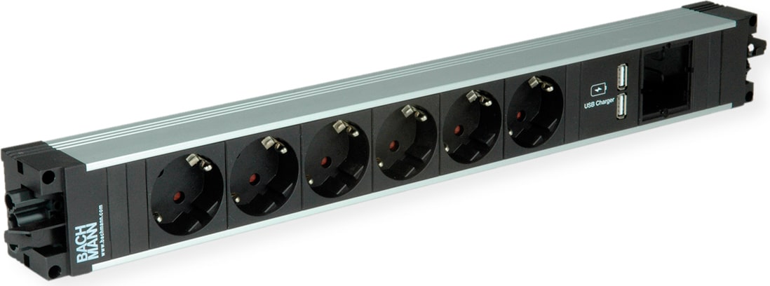 BACHMANN STEP ALU 6x Schutzkontakt 1x USB-Charger 1xABD