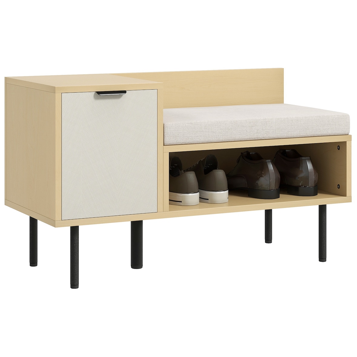 Banco Sapateira Sapateira de Entrada com Almofada Porta e Prateleira para Sapatos com Assento 80x35x47 cm Madeira