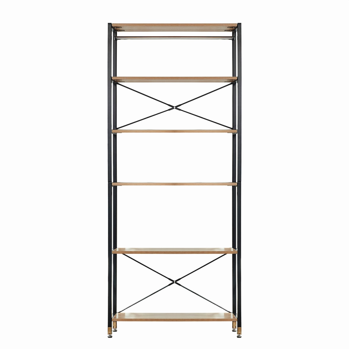 Möbilia Prateleira com 6 prateleiras | MDF folheado | Estrutura metálica | L 85 x P 30 x A 210 cm | preto natural