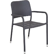 thumbnail of METRO Professional Silla apilable, acero / ratán PE, 60 x 56 x 83 cm, con reposabrazos, resistente a la intemperie, negro