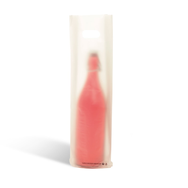 Tasche 1 gefrostete Plastikflasche ausgeschnittene Griffe 12 + 3/3 x 46 cm pro 1000 - Gimex