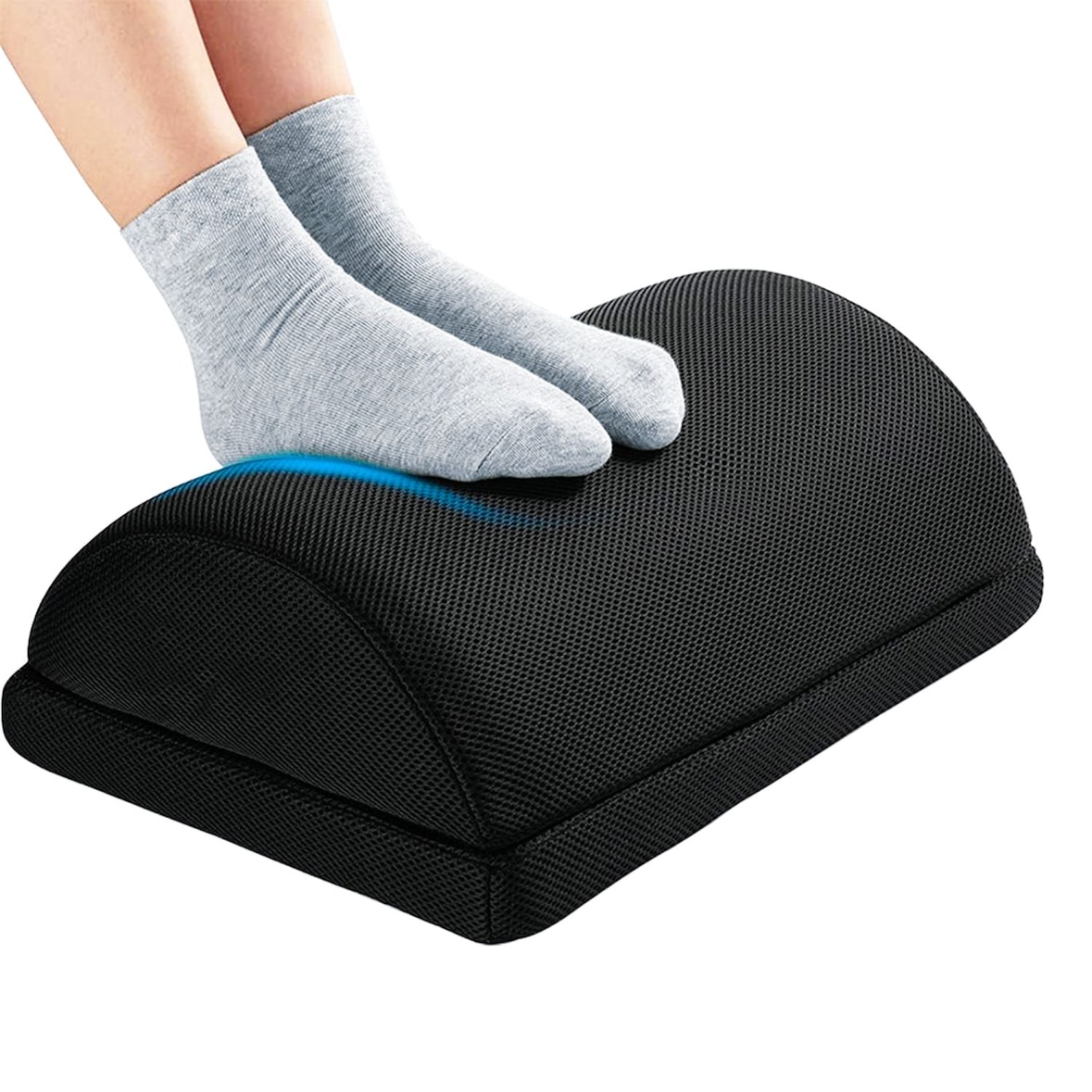 Intirilife Fußstütze Fußablage mit Memory Schaum und Überzug in Schwarz - 44 x 30 x 15 cm - Fußkissen Höhenverstellbar Ergonomisch Stützkissen Fußbank
