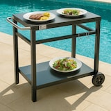 thumbnail of Carrello Portavivande di Servizio con Ruote 2 Ripiani, 3 Ganci Portautensili, per Casa e Giardino Esterno, per BBQ