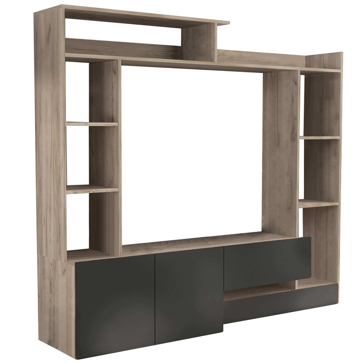 FLORIANO parete attrezzata porta tv soggiorno moderna di design 180x28/40x165 h colore Nero