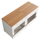 thumbnail of Merax Hundekäfig als Kommode, Möbel-Hundebox für 2 Hunde, mit 3 Schubladen, Klappdeckel & Trennwand, 164x60x81cm, Weiß/Holzoptik
