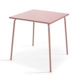 thumbnail of Ensemble table de jardin carrée et 4 fauteuils acier Rose poudré