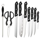 thumbnail of Renberg - Messenset van roestvrij staal met houten standaard 15,2 x 10,2 x 33,4 cm