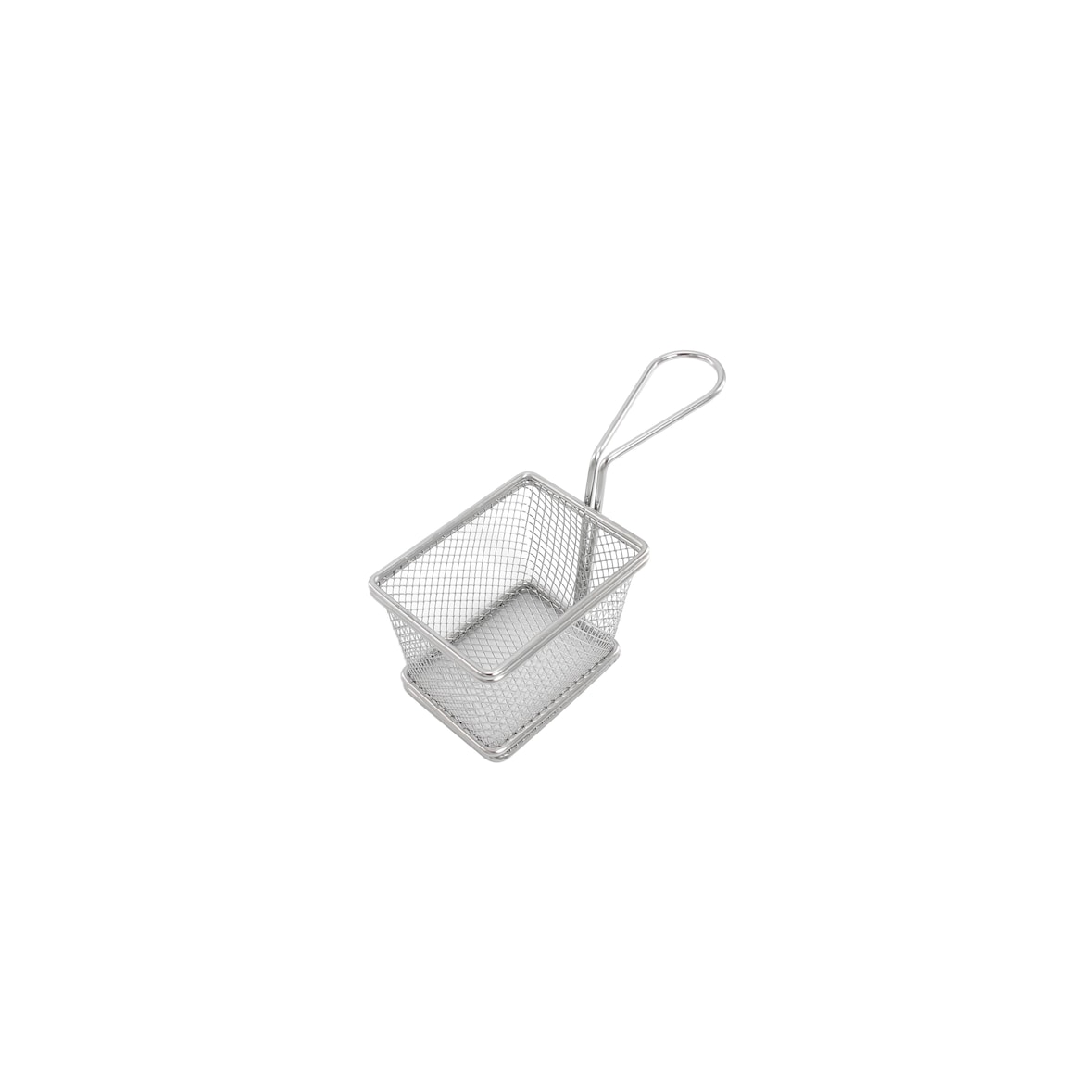 METRO Professional Snackmandje, roestvrij staal, 8 x 10 x 7.3 cm, rechthoekig, met handvat, zilver